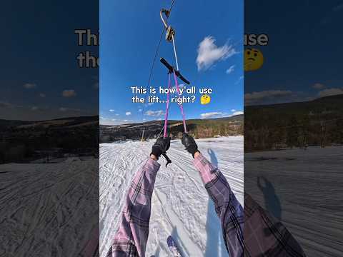 😅 Riding the lift... differently #ski #skiing #snowboarding