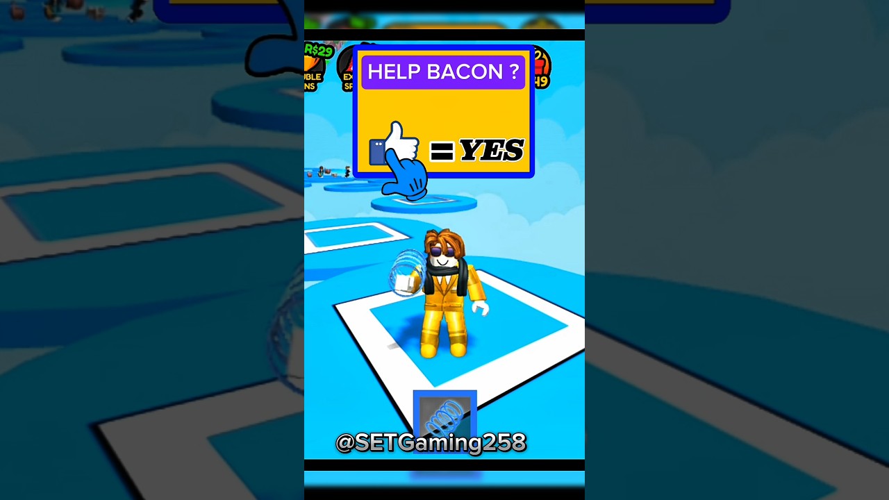 GOLD Bacon play squid game cookies run in roblox Obby #setgaming258 #robloxshorts #squidgame2