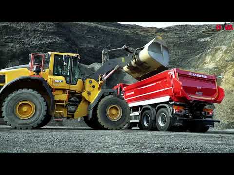 Beautiful MAN tippers working in the mine in Iceland