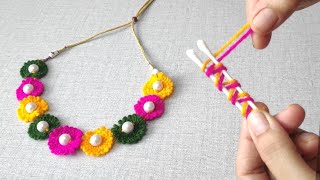 It's so Beautiful. Amazing Hand Embroidery Necklace design idea. Easy Hand making Necklace design