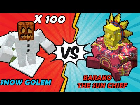 BARAKO THE SUN CHIEF VS MUTANT SNOW GOLEM FIGHT IN MINECRAFT|MINECRAFT MOB BATTLE|