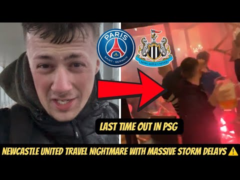 PSG VS Newcastle travel vlog - 3 HOURS DELAYED AT THE AIRPORT FOR THE TEAM WITH NIGHTMARE STORM !!!!