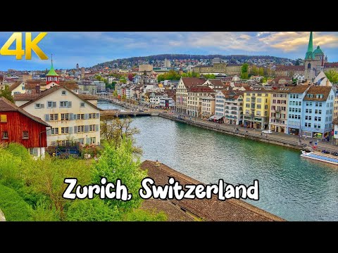 Zurich, Switzerland Walking tour 4K 60fps - A beautiful Swiss city