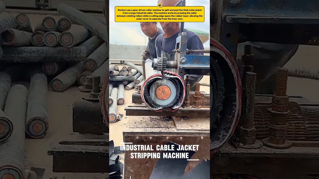 Stripping Thick Cable Jacket With a Roller Machine #CableStripping #Recycling #USA