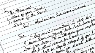 How to write application for sick leave  | Beautiful Cursive  handwriting |