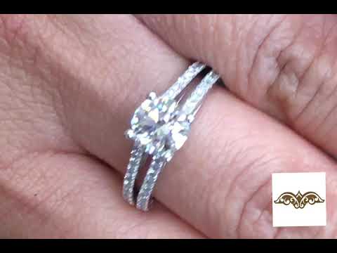 Round Cut Split Shank Diamond Engagement Ring in 14k White Gold