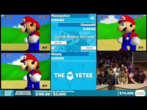 Super Mario 64 by Puncayshun, Cheese05, Simply in 1:44:18 - Awesome Games Done Quick 2016 - Part 10