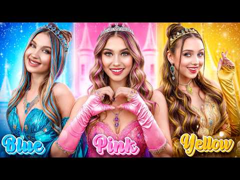 Pink vs. yellow vs. blue girl! A royal color challenge for princesses
