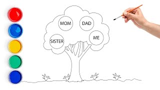 Family Tree Drawing for Kids 🌳 | Easy Step-by-Step Tutorial for Beginners