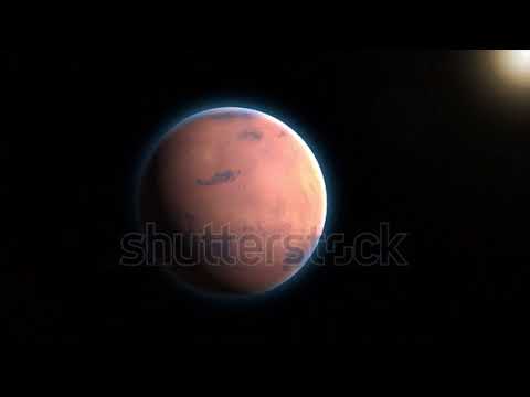 4k loop Animated sunrise on Mars planet. 3D Animation.  NASA