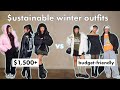 SUSTAINABLE WINTER OUTFITS: high-end vs. budget-friendly ❄️💸