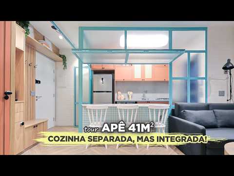 TOUR of a 41m2 apartment with a kitchen separated by a glass swing door 😲 | Gaby Garcia