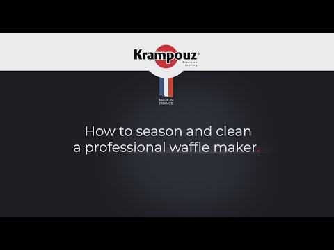 Krampouz professional-use waffle maker: how to season and clean cast iron plates