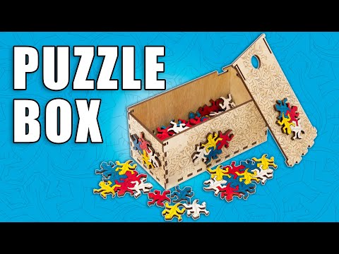 Wooden Puzzle Storage Box w/ Lizard Puzzle - Laser Cut Projects