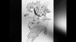 ジェットストリームボールペンのみで鬼滅の刃の義勇を描いてみた