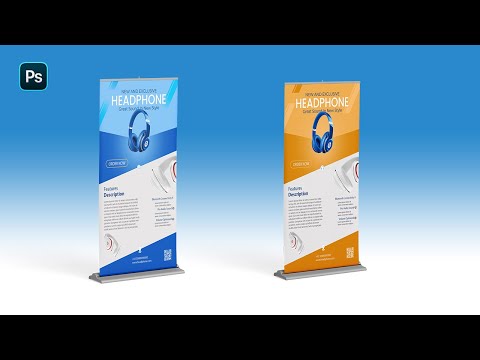 How to Design Corporate Roll Up Banner Photoshop Tutorial Professional Roll Up Vertex Graphic