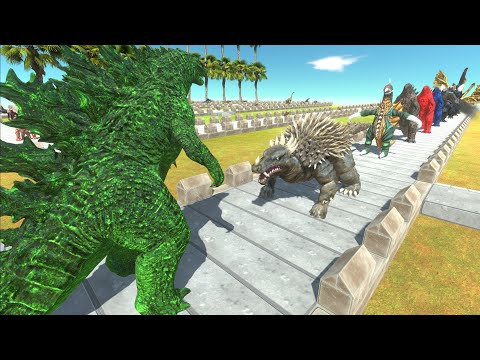 GODZILLA GREEN VS GHIDORAH DEATH RUN  - Animal Revolt Battle Simulator