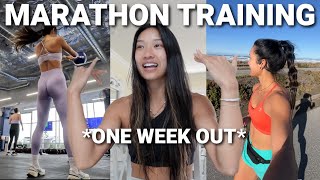 WEEK OF MARATHON TRAINING | Running, Strength Training, Recovery + Meals! *one week out*