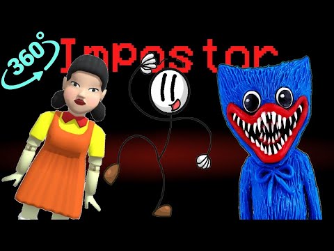 HENRY STICKMIN vs HUGGY WUGGY & SQUID GAME DOLL in 🚀 Among Us Minecraft 360°