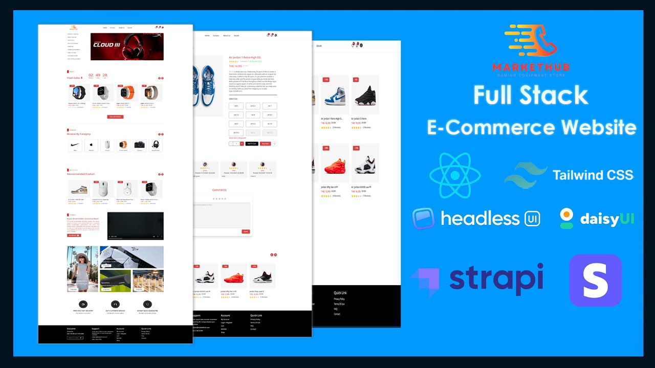 E-Commerce EP.2: MarketHub with Using React 18, TailwindCSS, DaisyUi, HeadlessUi, Strapi V4, Stripe
