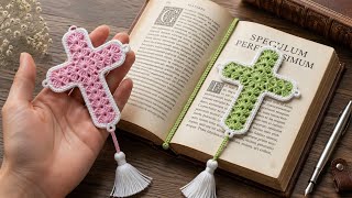 QUICK IDEA😯💯 Crochet Easy Cross Bookmark Tutorial 😍 How to Crochet Cross for beginners 