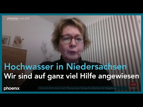 phoenix tagesgespräch mit Daniela Behrens zur kritischen Hochwasserlage in Niedersachsen am 03.01.24