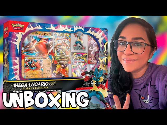Vídeo relacionado con Pokémon: Colección con Figura Mega-Lucario ex de JCC Pokémon (1 Carta holográfica de promoción grabada en Relieve, 1 Carta de promoción de Gran tamaño, 5 Sobres de Mejora y 1 Figura de Mega-Lucario)