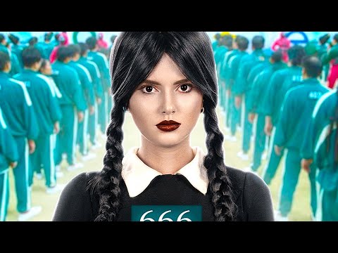 ウェンズデーアダムスがイカゲームにチャレンジ！リアルライフのイカゲーム！
