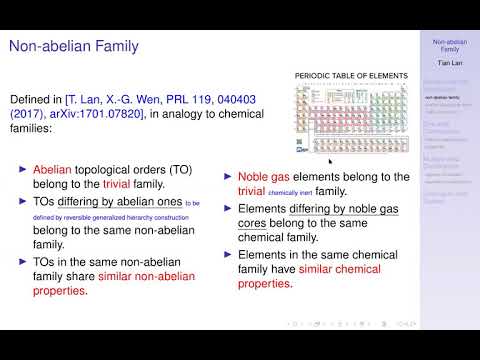 [TPM] 2020/10/02 Tian Lan: Matrix Formulation for Non-Abelian Family of Topological Orders