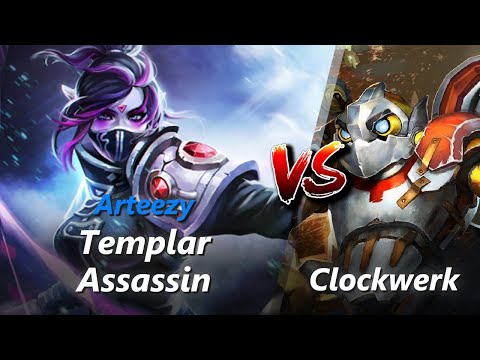 Arteezy safelane Templar Assassin vs Clockwerk/Necrophos | First 10 minutes