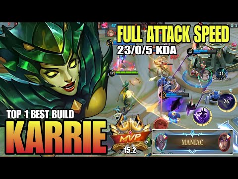 23 Kills + Maniac | Karrie full attack speed best build 2023 | Gameplay | MLBB