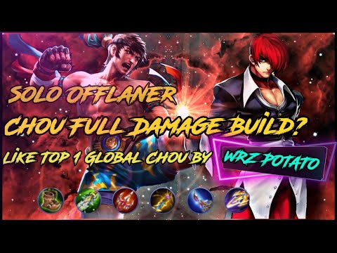 Solo Offlaner Chou Full Damage Build? - like Top 1 Global Chou by WRZ POTATO - MLBB#soloofflanerchou