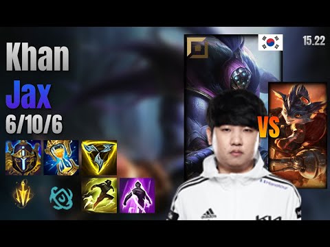 Khan Top Jax vs Rumble lol KR solo rank Full Game 15.22 | 칸 잭스 vs 럼블