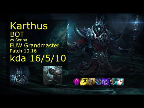 Karthus Bot & Janna vs Senna & Nautilus - EUW Grandmaster 16/5/10 Patch 10.16 Gameplay