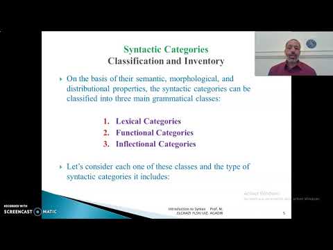 Prof Elghazi, Syntax EP1, Syntactic Categories