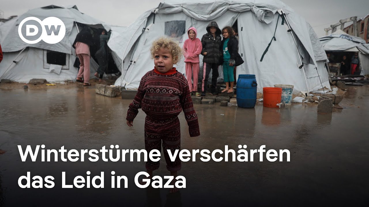 Dauerregen und Kälte verschärfen das Leid der Vertriebenen in Gaza | DW News