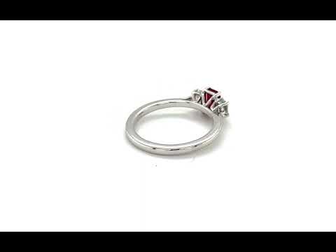 18ct White Gold Octagon Ruby and Diamond Trilogy Ring - 01110026 | Johnsons Jewellers