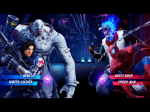 Nemesis & Winter Soldier vs Ghost Rider & Spiderman (Very Hard) - Marvel vs Capcom | 4K UHD Gameplay