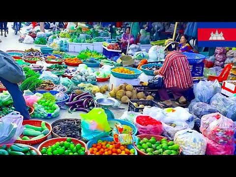 Cambodian Traditional Market | Fresh Vegetables, Local Life & Prices