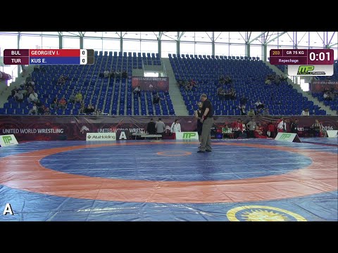 Repechage GR - 75 kg: E. KUS (TUR) df. I. GEORGIEV (BUL) by Injury Default, 0-0