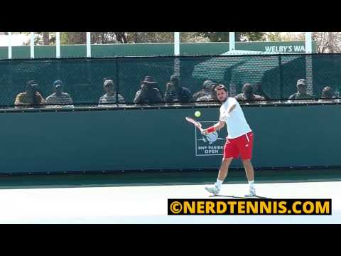 Stanislas Wawrinka Practice Court Level Front View Slow Motion HD