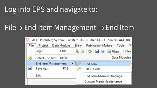 Add a new end item in Raytheon EAGLE Publishing System (EPS)