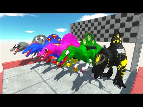 Death Fall Speed Race Championship Team Spinosaurus Superheroes - Animal Revolt Battle Simulator