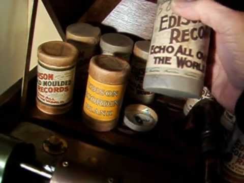 Edison early Cylinder Box Information & Is Everybody Happy Medley - 1906 Edison Gold Moulded Record
