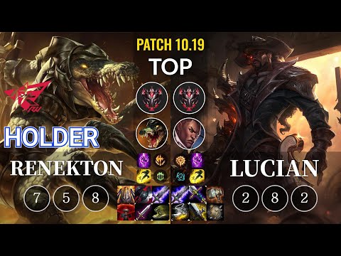RW Holder Renekton vs Lucian Top - KR Patch 10.19