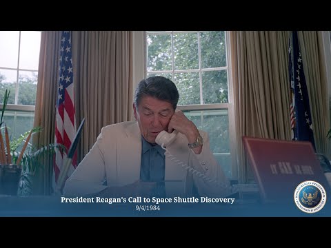 Reagan calls Space Shuttle Discovery astronauts (STS-41D)