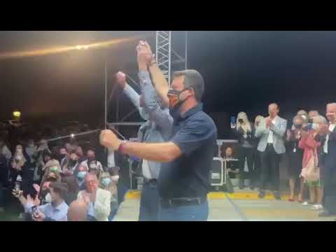 MATTEO SALVINI ARRIVA A VILLAFRANCA (VERONA)