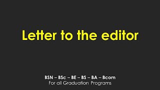 Letter to the Editor (Explanation in English/Urdu)