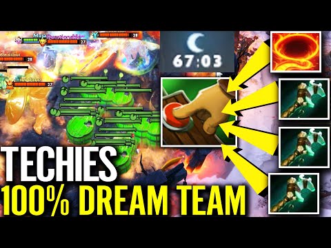 WTF TECHIES + LASSO + 3x FORCE STAFF!! 100% Dream Team is True Epic 70Min Immortal Dota 2 MUST WATCH