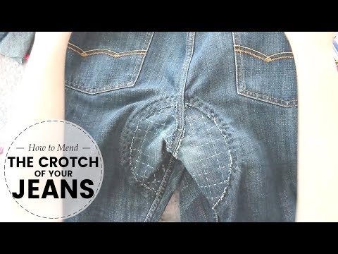 How to MEND / REPLACE the CROTCH of worn out JEANS | clothing repair tutorial | Last Minute Laura